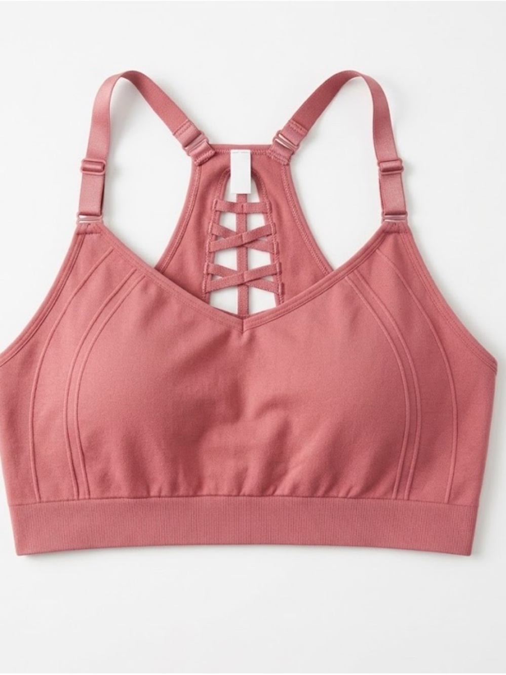 Women's Strappy Back Wireless Sports Bralette — Rose Pink